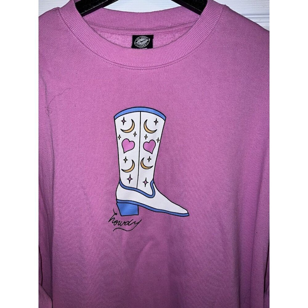 PACSUN Howdy Oversized Sweatshirt Pink Graphic Print One Size - Picture 7 of 13